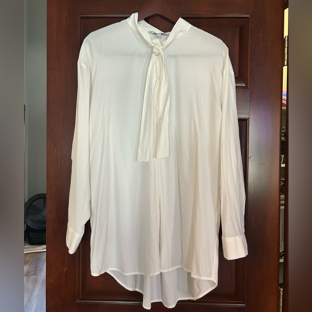 Elizabeth and James Ivory Tie Neck Tunic Blouse Women’s XL